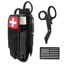 Molle Tourniquet Holder, Tactical TQ Pouch, 1000D Laser Cut Molle Medical Trauma Shears Pouch EMT Scissors Bag Fit for Tourniquets