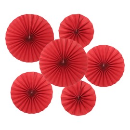 PATIKIL 8"/12"/16" Paper Fans Hanging Decoration, 6 in 1 Set Round Honeycomb Fans with Pearl for Birthday Wedding Graduation Events Party, Red