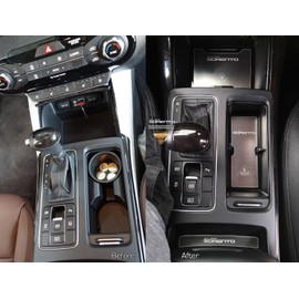 LIGHTKOREA Aluminum Hairline Two Block Cup Holder Console Plate Accessories 2EA 1Set for Kia NIRO 2017 2018 (Silver & Black Plate)