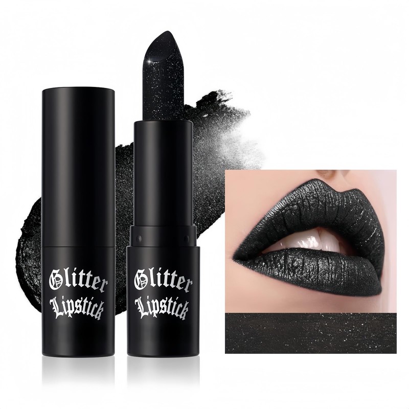 LIANGNISHI Halloween Black Lipstick & Face Paint - Black Lips,