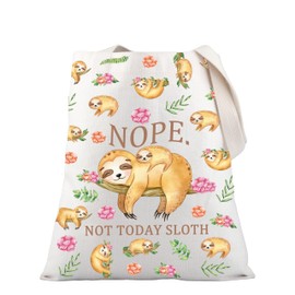 PLITI Sloth Tote Bag Sloth Lover Gift Lazy Sloth Gift Sloth Mom Gift Nope Not Today Sloth Shoulder Bag For Animal Lover (Not Today Sloth TGU)