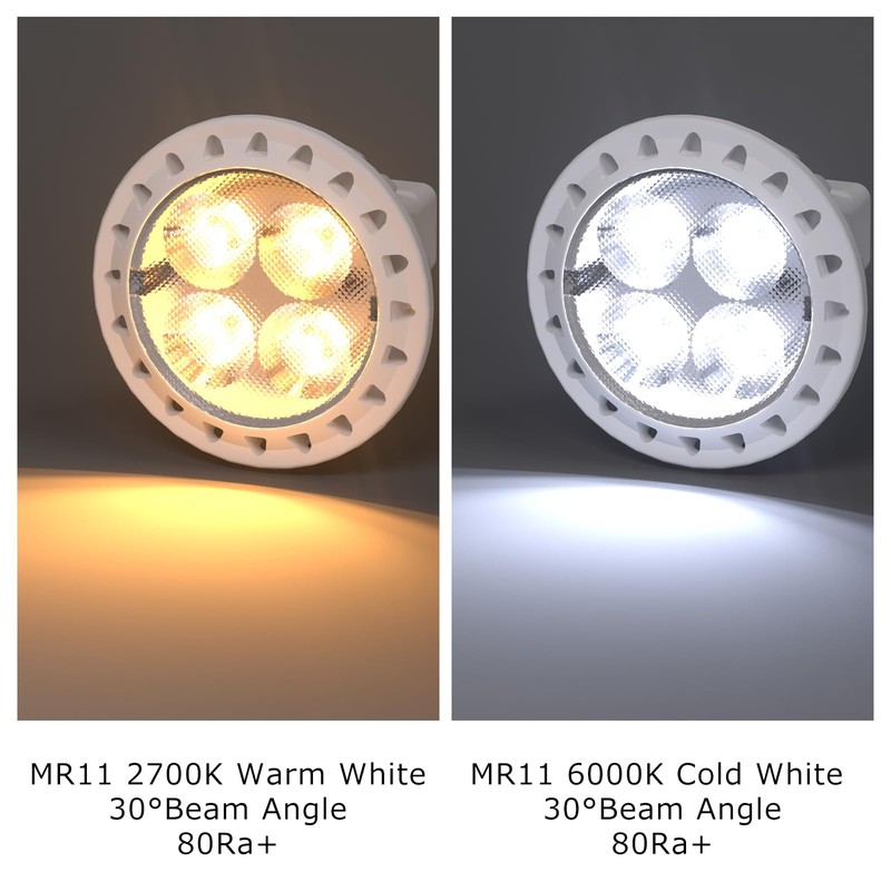 GOHDLAMP MR11 3W LED Bulbs 6-Pack - Warm White 2700K,