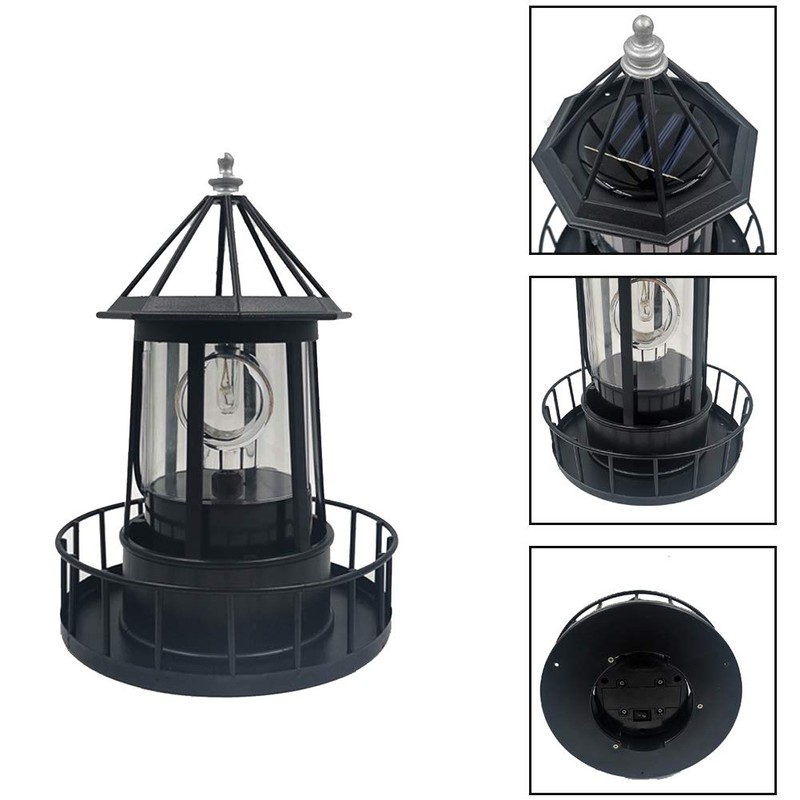 CALIDAKA LED Solar Powered Lighthouse 360 Degree Rotating Lighthouse Landscape