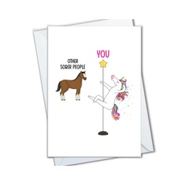 Sobriety Congratulations Card, Sober Encouragement Cards On Getting Clean, One Year Soberversary Addiction Recovery Congrats Gifts, Unicorn Dancing (Dancing Unicorn)