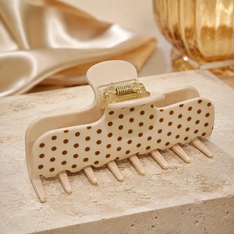 3.8 Inch Polka Dot Acetate Claw Clip for Women Thin