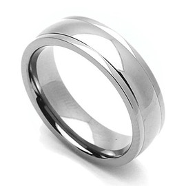DoubleAccent 6MM Comfort Fit Titanium Wedding Band High Polish Domed Ring (Size 7 to 14) Size 14