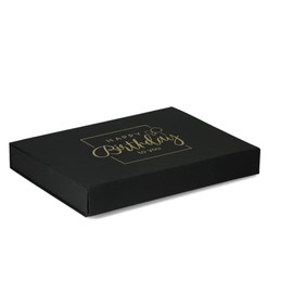 Premium Birthday Gift Box, Magnetic Folding Box, Gift Box for Birthday with Lettering, 31 x 22 x 4 cm, Matte Black with Gold