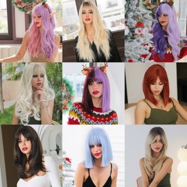 Long Wig Natural Synthetic High Temperature Fibre Hair Wig for Daily Wear/Dating/Theme Party