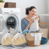GZSYWZ 2 Pcs Mesh Laundry Bag with Drawstring Linen Portable