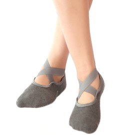 Win.Deeper Yoga Socks, Yoga Socks, For Ballet, Pilates, Non-Slip, Hot Yoga Wear, Women's, 8.3 - 10.2 inches (21 - 26 cm), Set of 3 (Lede, Gray, 2 Pairs)
