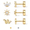 Dochais Flat Back Stud Earrings for Women and Men, Hypoallergenic