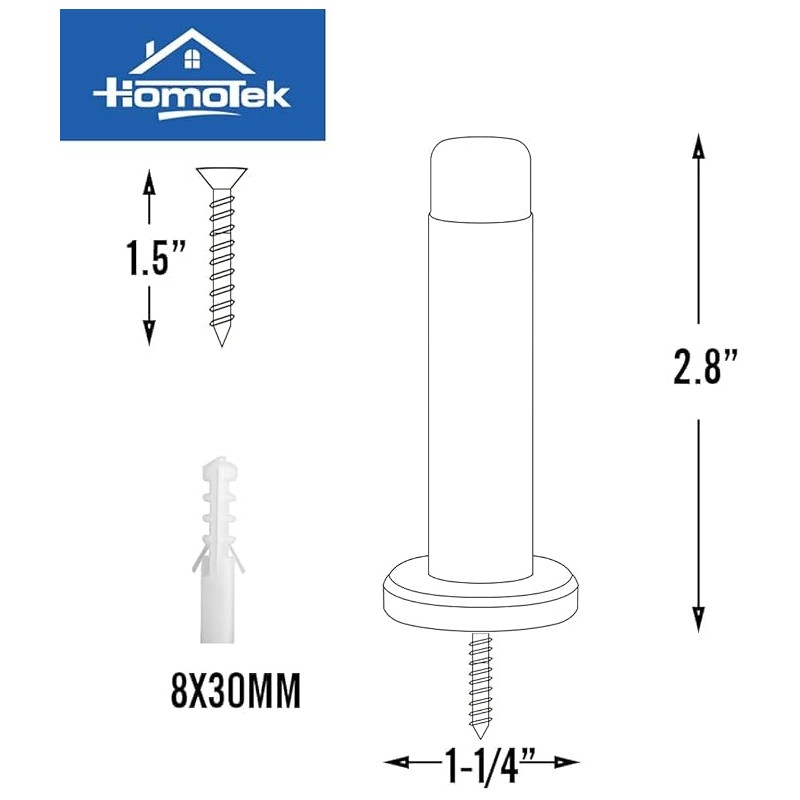HOMOTEK 8 Pack Heavy Duty Solid Rigid Door Stops Bumper