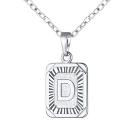 U7 Monogram Necklace A-Z 26 Letters Pendants Platinum Plated Chain with Letter D Initial Necklaces for Men Women