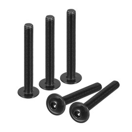 sourcing map Flanged Button Head Socket Cap Screws, 50 Pcs M5x50mm - 304 Stainless Steel Socket Drive Fasteners Bolts, Fully Thread Machine Screws for Furniture Installation (Black)