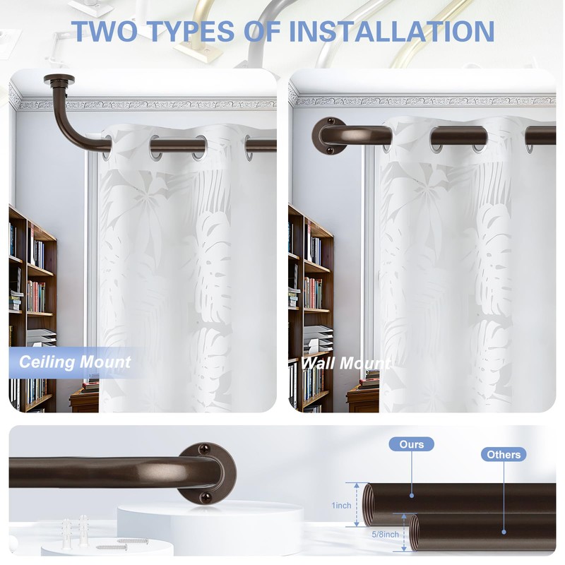 TANGWIN Bronze Wrap Around Curtain Rods 28 to 48 Inch:Blackout