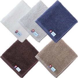 imaa Imabari Towel Certified Hand Towel, Fluffy, Thin, Absorbent and Quick Drying, Made in Japan, 100% Cotton, 13.4 x 13.8 inches (34 x 35 cm), Vacuum Compression Pack (5 Assorted A)