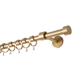 TWOPAGES Adjustable Curtain Rods for Windows 32 to 76 Inch, Wall Mounted Heavy Duty 1 Inch Gold Curtain Rod with Rings, Carbon Steel Curtain Rod Set
