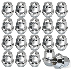 QIAOAUTOCC M12x1.5 Lug Nuts 1.25" | One-Piece OEM Factory Replacement | Closed End Bulge Acorn Cone Seat | 20 Pcs Chrome Lug Nuts | Secure Fastening, Chrome