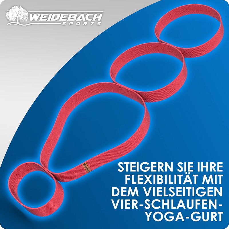 WEIDEBACH® Adjustable yoga strap with 4 loops facilitates stretching exercises,