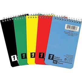 Ampad TOP25093 Wirebound Memo Book, Narrow Rule, 5 x 3, Asst Covers, 50 Sheets