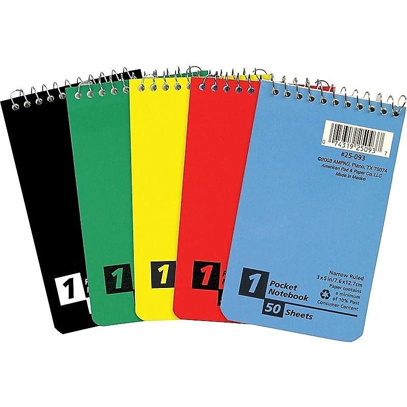 Ampad TOP25093 Wirebound Memo Book, Narrow Rule, 5 x 3,
