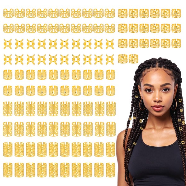 120 Pcs Gold Dreadlock Beads Hair Jewelry Braids Accessories for