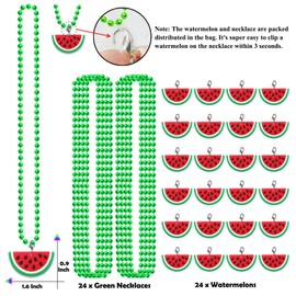 CiciBear 24 Pack Watermelon Necklace Party Favors with Mardi Gras Beads for Guests, Watermelon Themed Party, Baby Shower, School Party, Kids Birthday