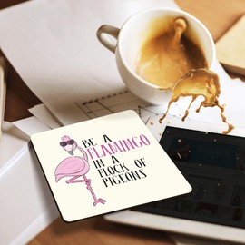 Be Flamingo In A Flock Of Pigeons Inspirational Wooden Gift Coaster