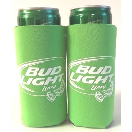 Bud Light Lime Koozie Fits 12 oz Slim Can Classic Logo - Set of Two (2) New & FS