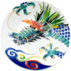 Ceramic Indigo Chitose Edge Small Plate, Dragon Size: Approx. φ4.1 inches (10.6 cm), H2, 41115