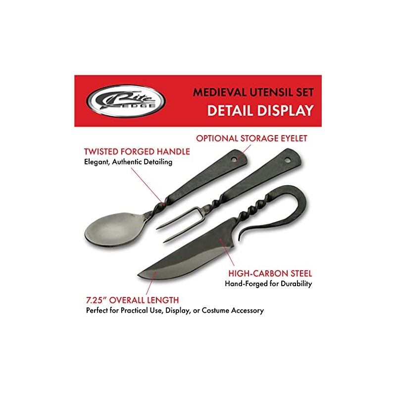 SZCO Supplies 7.25" Hand-Forged Medieval Cutlery Set – Carbon Steel