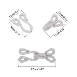 sourcing map Sewing Hooks and Eye, 12pcs - Polyester Covered Sewing Hooks and Eyes Closure for Clothing, Bra, Skirt, Sewing DIY Craft(Light Gray, 37mm Length)