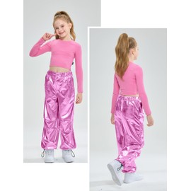 LOLANTA Soft Faux Leather Pants Girls Aesthetic Clothes for Kids Summer (Pink, 7)