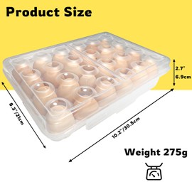 Egg Box for 24 Eggs, Egg Container, Egg Storage Fridge, Egg Holder Refrigerator, Transparent White