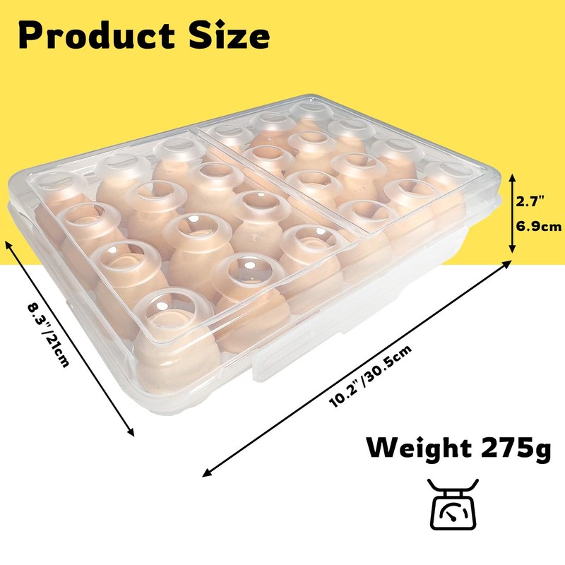 Egg Box for 24 Eggs, Egg Container, Egg Storage Fridge,