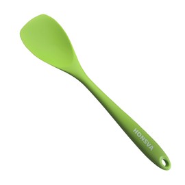 HONSVA Kitchen Silicone Spoonula, Heat-Resistant Flex Silicone Scraper for Flipping, Baking, Stirring, Non-Slip Strong Handle with Ergonomic Grip, BPA Free, No Scratches for Cookware, Green, 1 Pcs.
