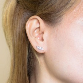 Boma Jewelry Sterling Silver Leaf Branch Vine Stud Earrings