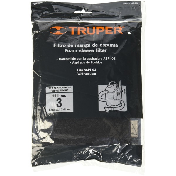 Truper FILE-ASPI-G1, Filtro de espuma para aspiradoras 3 y 4