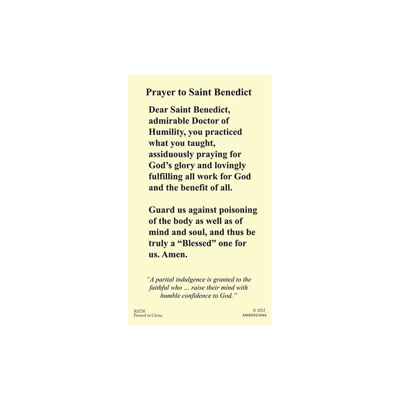 Religious Saint Benedict Holy Prayer Card (10 pack)