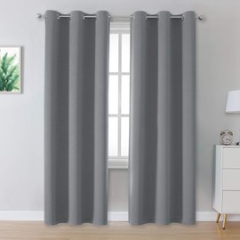 DUALIFE Grey Room Darkening Curtains & Drapes for Bedroom - Thermal Insulated Grommet Curtain Panels for Living Room?34W x 84L, Grey, 2 Panels, Gray