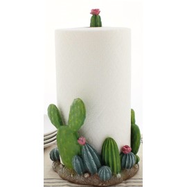 The Bridge Collection Flowering Cactus Paper Towel Holder - Cactus Kitchen Items - Paper Towel Holder for Beach, Western, or Desert Decor