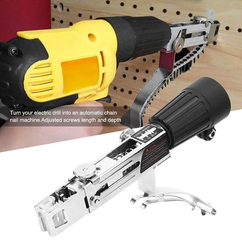 3pcs Automatic Chain Nailing Machine Adapter, Electric Drill Chain Attachment