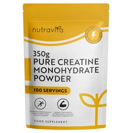 Nutravita Pure Creatine Monohydrate Powder - 350g Unflavoured Vegan Micronised Creatine Powder (100 Day Supply) - Pre Workout Supplement for Men & Women with Scoop Included – UK Made
