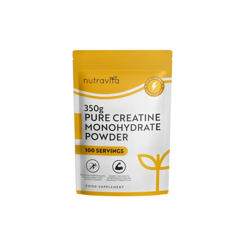 Nutravita Pure Creatine Monohydrate Powder - 350g Unflavoured Vegan Micronised