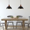 Mgcanyu Black and Wood Pendant Lights 2 Pack, 11.8" Hammered