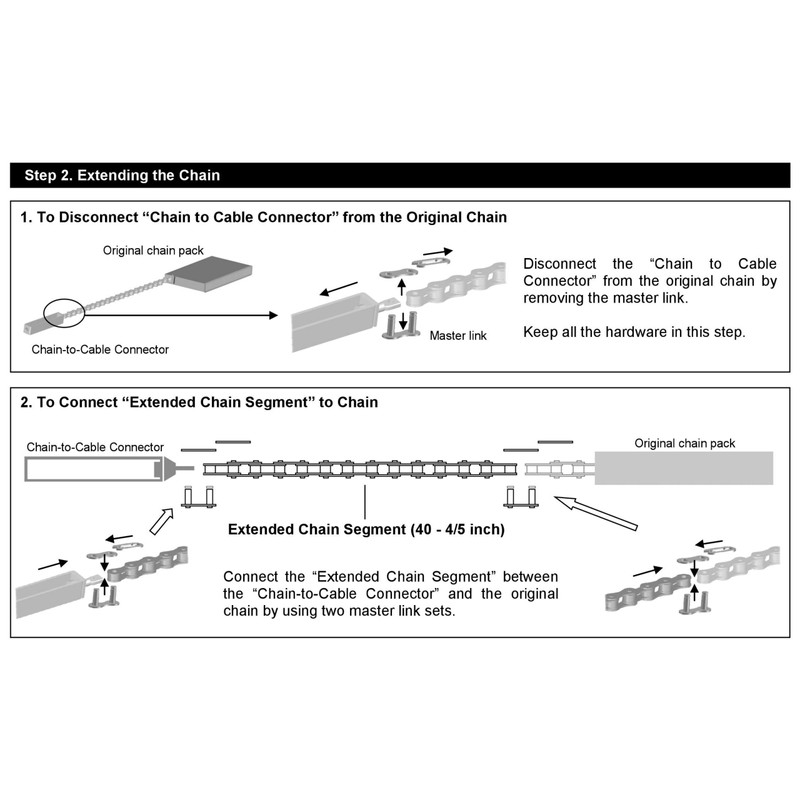 10CX 10 Foot Garage Door Chain Drive Extension Kit, Black,
