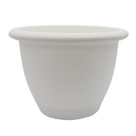 The HC Companies 14 Inch Sevilla Round Self Watering Planter - Decorative Lightweight Plastic Plant Pot for Indoor Outdoor Plants Flowers Herbs, White
