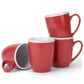 Elanze Designs Solid Color Red White Interior 16 ounce Matte Ceramic Mugs Matching Set of 4