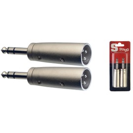 Stagg 16101 Adaptor (Blister, Stereo Jack to Balanced XLR Plug, 2 Pieces) Matte / Chrome-Plated