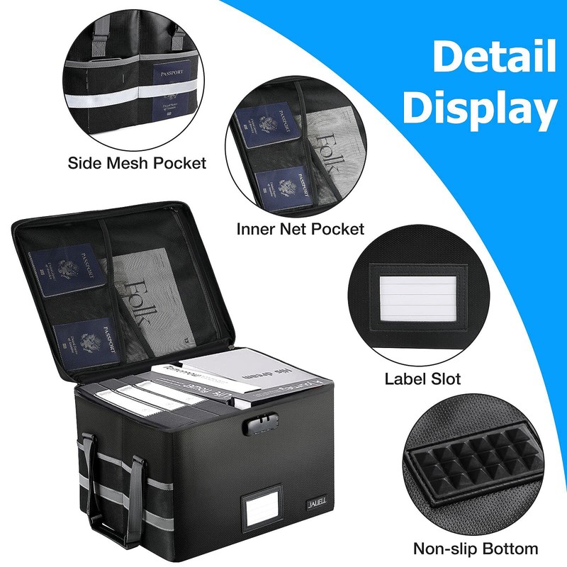 File Box with Lock - Fireproof Document Box File Organizer